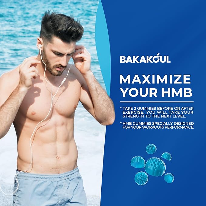 HMB and L-Leucine Gummies, HMB and Leucine Supplement Supports Muscle Fast Workout Support, HMB and Leucine Amino Acid for Men & Women, Sugar Free, Non-GMO, 240 Counts