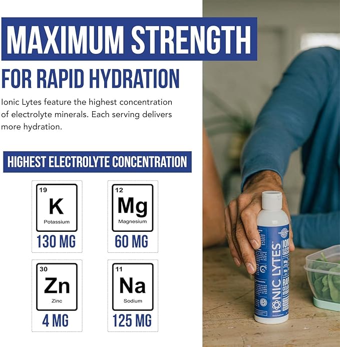 Ionic Lytes Electrolyte Concentrate (96 Servings) | Sugar Free, Keto Electrolyte Drops, Perfectly Purified Ionic Electrolytes for Rapid Hydration | 30% More Potassium, Magnesium & Zinc (8 oz)