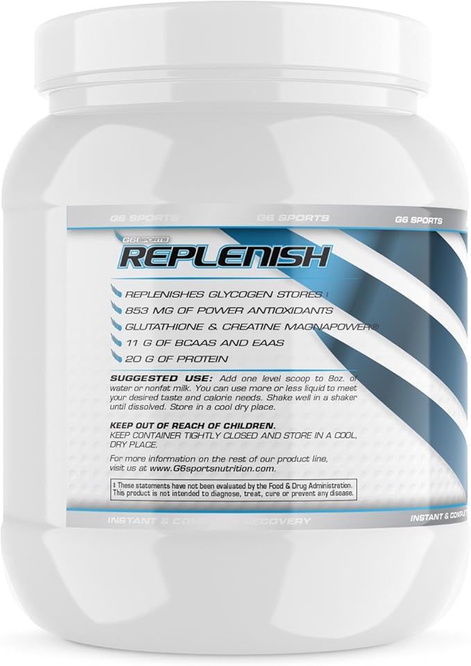Nutrition Replenish Instant & Complete Recovery (Post Workout Formula, 11g of BCAAs & EAAs, 20g Whey Protein, 1000mg Creatine MagnaPower, Zero Refined Sugars) – 2lb Jar – Orange Mango