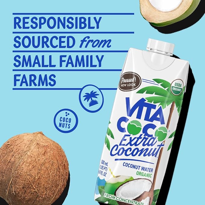 Vita Coco Organic Coconut Water, Pressed, More "Coconutty" Flavor, Natural Electrolytes, Vital Nutrients, 16.9 Fl Oz (Pack of 12)