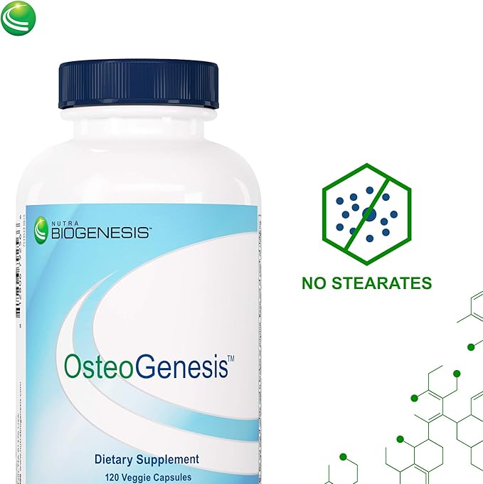 Nutra Biogenesis Osteogenesis - Bone Health Supplements for Women & Men, Vitamin D3 K2 & Calcium for Bone Density & Healing, Minerals Zinc, Magnesium & Boron - 120 Veggie Capsules