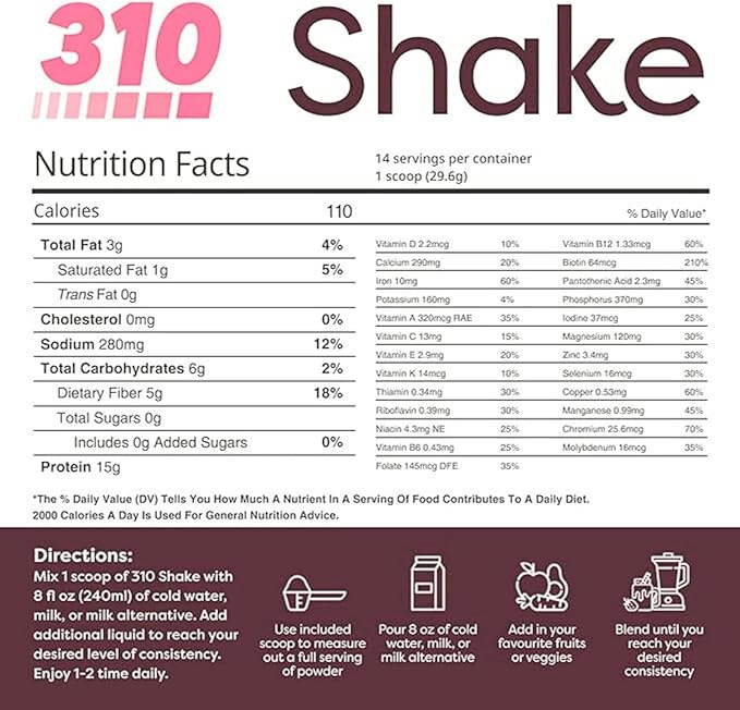 310 Nutrition All-In-One Meal Replacement Shake-Superfood Protein with Fiber, Probiotics & Adaptogens โ Low Carb, Vegan, Keto & Paleo Friendly - ๐ฎ๐ด ๐ฆ๐ฒ๐ฟ๐๐ถ๐ป๐ด๐ ๐ฆ๐๐ฟ๐ฎ๐๐ฏ๐ฒ๐ฟ๐ฟ๐