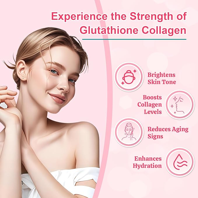 2 Pack Glutathione Collagen Gummies, Skin Brightening & Anti-Aging, Supports Hair, Skin & Nail Health, Glutathione Supplement for Women, Strawberry Flavor, 120 Count