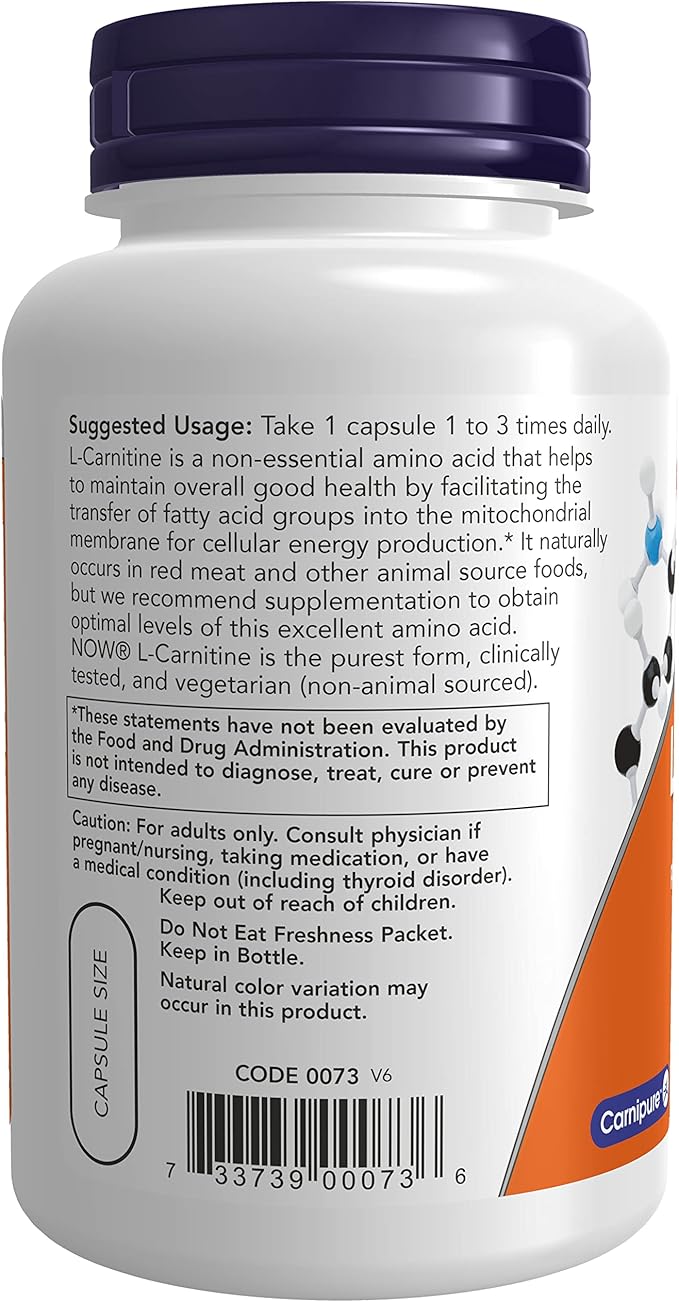 Now Foods L-Carnitine 500 mg 180 Capsules