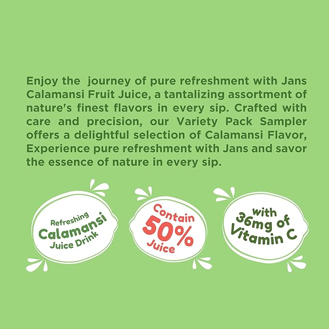 Calamansi Juice with Pulp, 16.9 oz (Pack of 12) JANS | From 100% Pure Calamansi Extract | NO Sugar Added, NOT From Concentrate, Good Source of Vitaminc C, Refreshing Taste of the Tropics