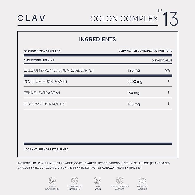 CLAV Premium Blood Pressure Support Supplement with Grape Seed Extract, L-Arginine, Black Garlic Extract & Potassium - 120 Capsules