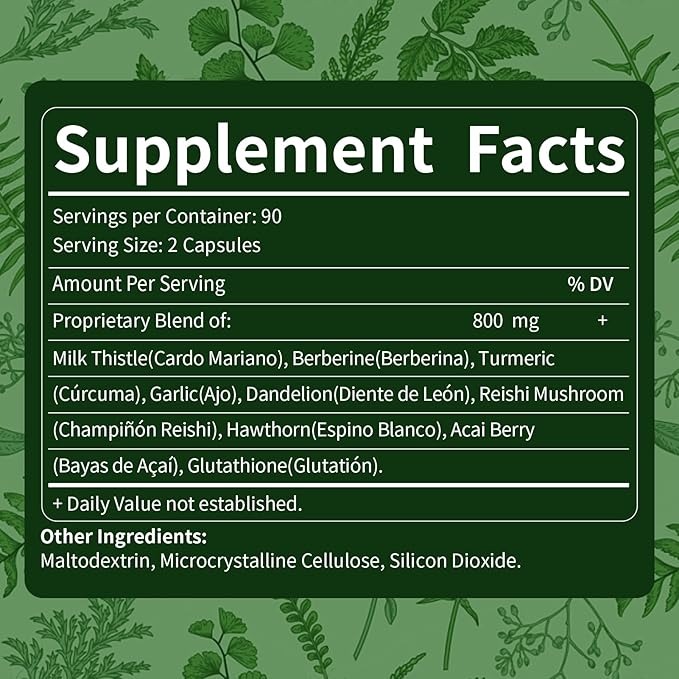 Herbal Complex Extract, Milk Thistle Berberine Turmeric Extract for Liver Detox & Repair, Immune System, Digestion Support. 240 Capsules