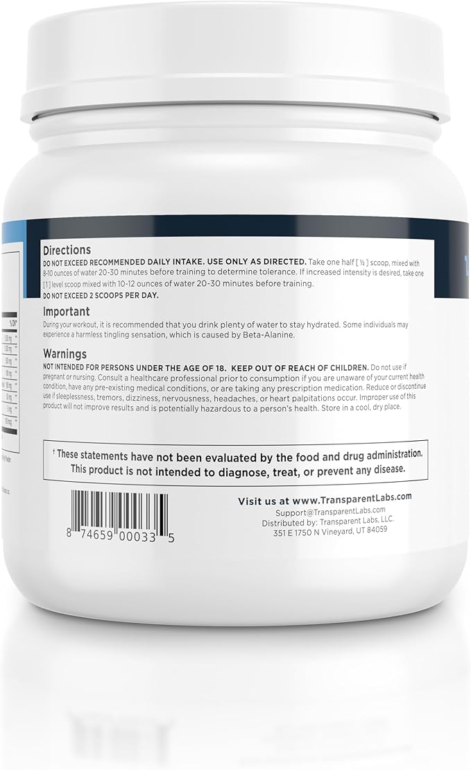 Transparent Labs Lean Pre-Workout - Body Recomposition Pre Workout for Men and Women with Acetyl L-Carnitine, Beta Alanine Powder, & PurCaf Organic Caffeine Powder - 30 Servings, Tropical Punch