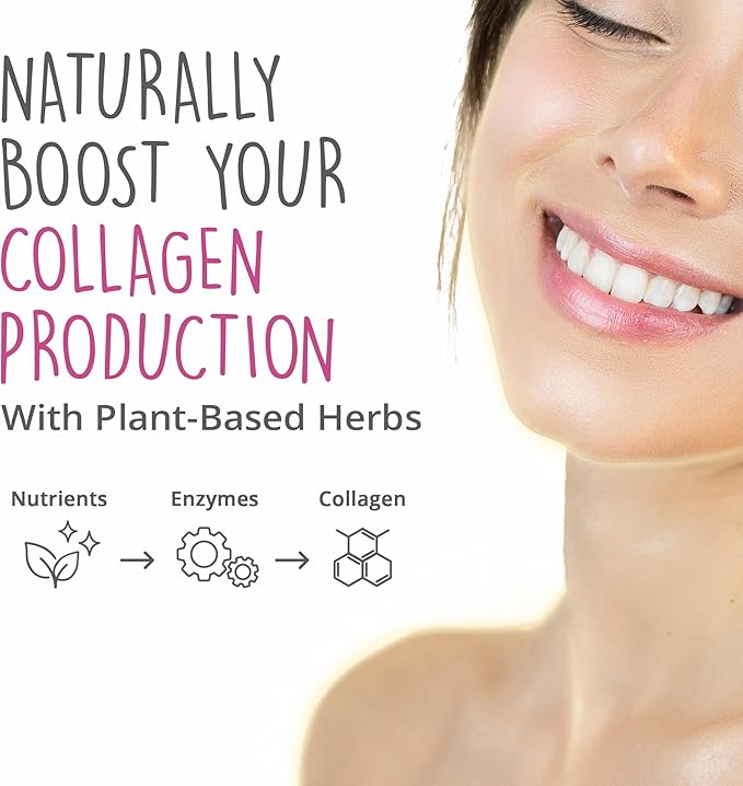 Vegan Collagen Builder w/ Hyaluronic Acid – Hair Skin and Nails Vitamins for Youthful Glow | Keratin & Elastin Booster | Bones, Cartilage, Tendons | Vitamin A, L-Lysine | Vegetarian | Non-GMO, 60 Ct