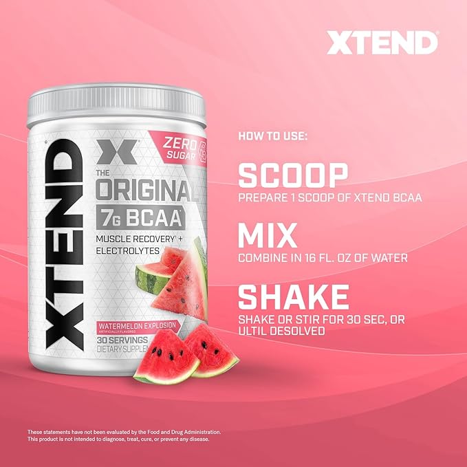 Original BCAA Powder 7g BCAA and 2.5g L-Glutamine, Sugar Free Post Workout Muscle Recovery Drink with Amino Acids for Men & Women, 30 Servings