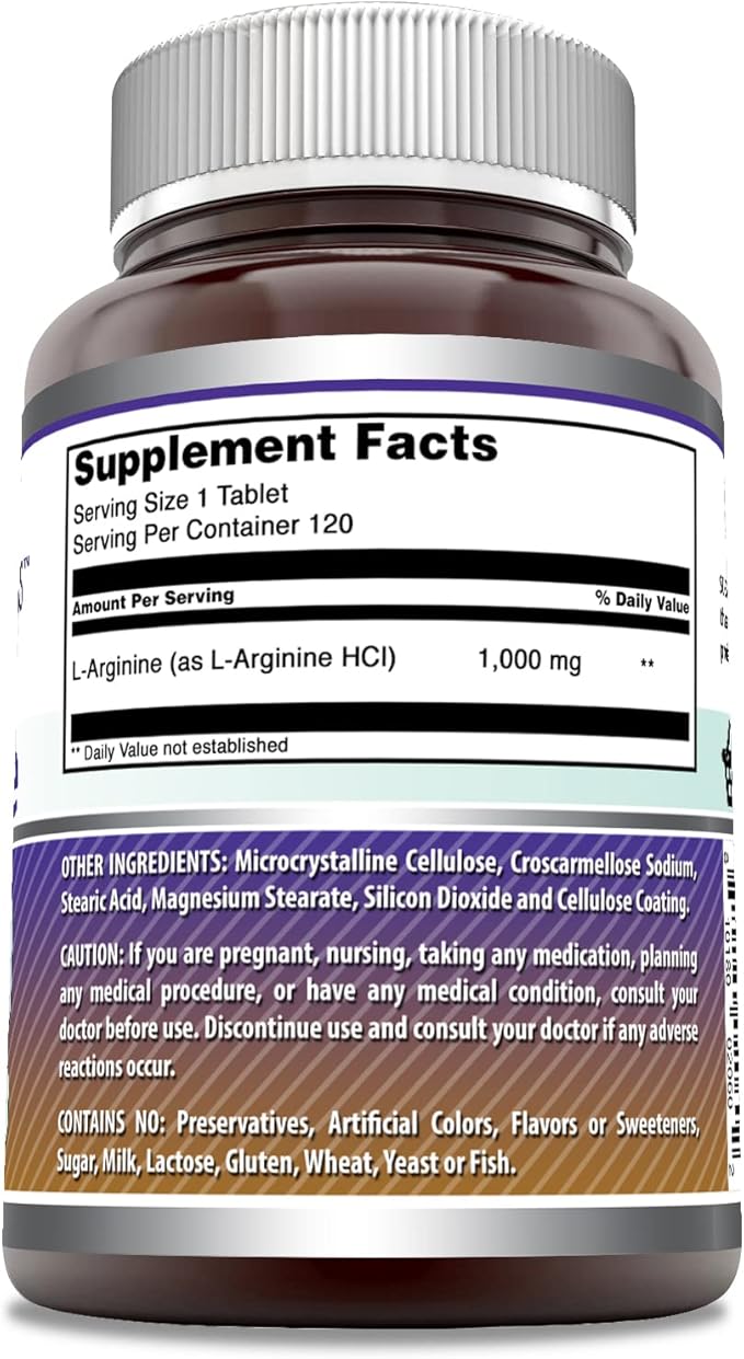 Amazing Formulas L-Arginine Supplement | 1000 Mg Per Serving | Tablets | Amino Acid Supplement for Women & Men | Non-GMO | Gluten Free | Made in USA (120 Count)