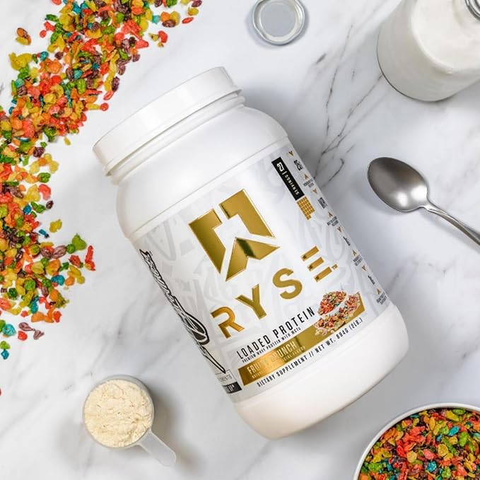 Ryse Loaded Protein Powder - Fruity Crunch - 25g Whey Protein Isolate & Concentrate with Prebiotic Fiber & MCTs - Low Carb, Low Sugar, Digestive-Friendly - 27 Servings / 2 lb Tub