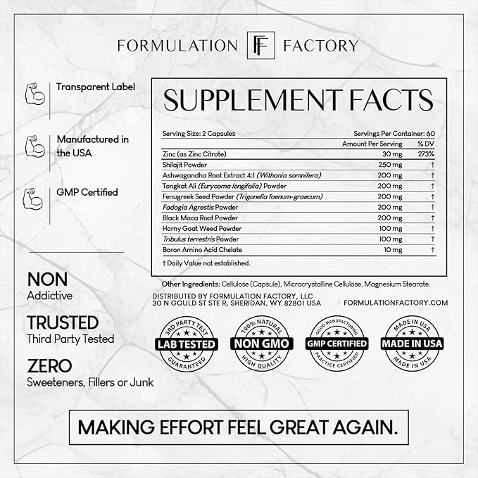 Self Obsessed 10 in 1 Masculinity Maximizer Supplement, Shilajit for Men, Tongkat Ali, Ashwaganda, Fenugreek Muscle Growth, Energy Management, Drive, Strength, Recovery 2 Month Supply (Pack of 1)