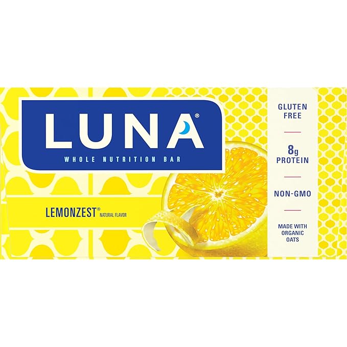 Clif Bar Luna Minis Energy Bar - Box of 12 1.69oz (48g) Bars (Lemon Zest)