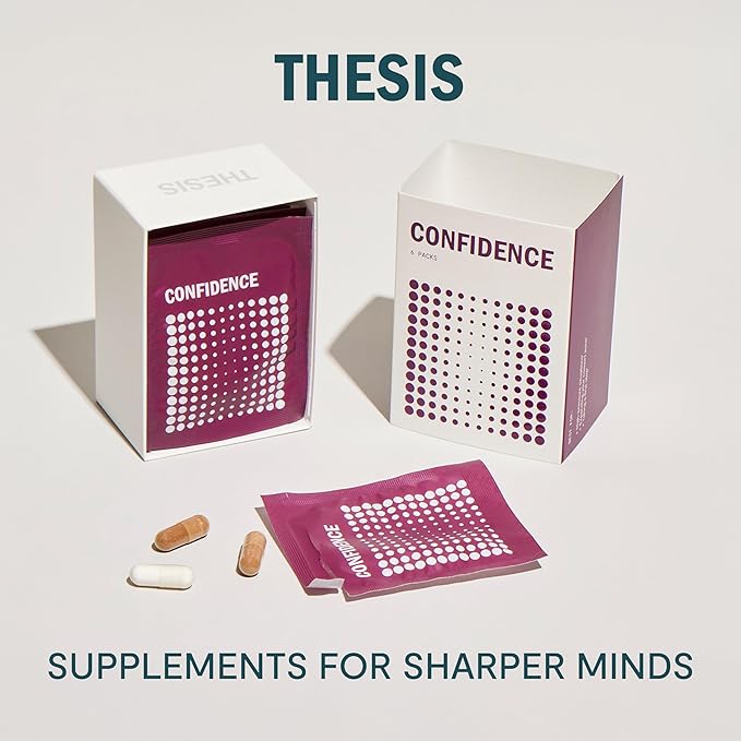 Thesis Confidence - Nootropic Brain Support Supplement - Soothe Nerves & Promotes Emotional Well-Being - Ashwagandha, Saffron, L-Theanine & More - 1 Month Supply (24 Servings)