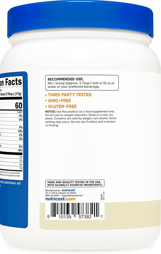 Nutricost Soy Protein Isolate Powder, 1 LB Vanilla - 10 Grams of Protein Per Serving, Vegan, GMO-Free & Gluten Free
