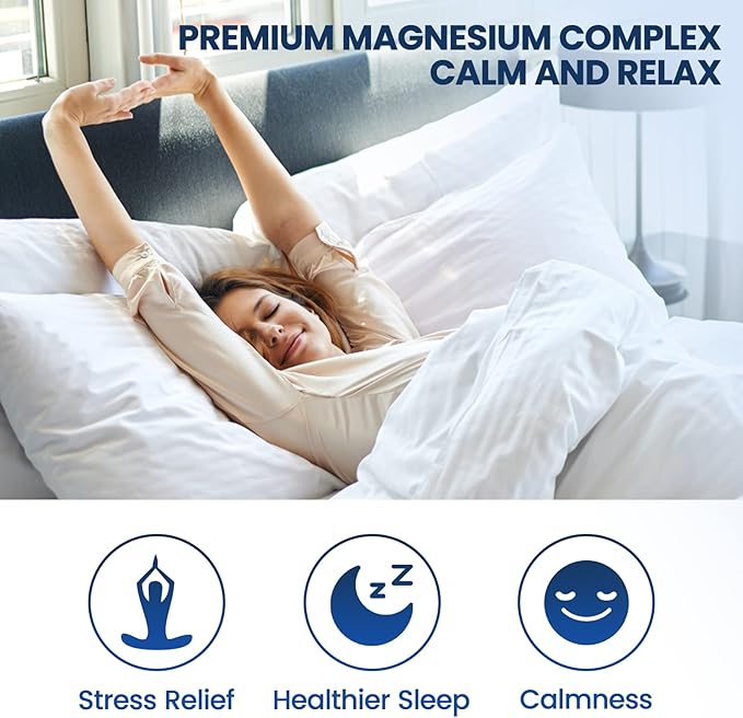 Magnesium Glycinate Liquid Drops, Triple Magnesium Complex Supplement with Citrate, Malate 500mg Ashwagandha, L-Theanine, Vitamin B6 for Sleep, Calm, Stress Relief, Bone, Muscle, Mood - Lemon Flavor