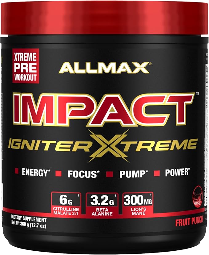 ALLMAX Nutrition - Impact Igniter Extreme Pre Workout Powder - with Citrulline Malate, Beta - Alanine, Caffeine, Taurine, and, Betaine anhydrous (Fruit Punch)