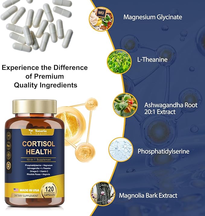 Cortisol Supplement with Ashwagandha,Magnesium,Rhodiola Rosea,L Theanine,Hormone Balance for Women Mood, Focus, Sleep Support 120 Vegan Capsules (Pack of 2)