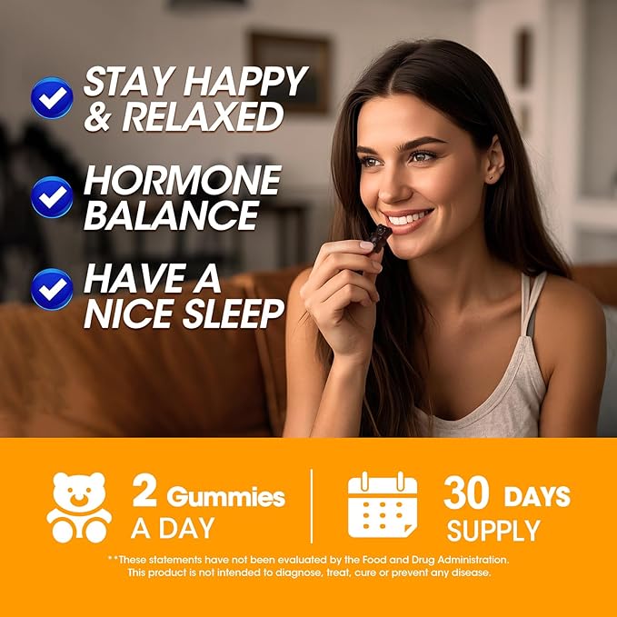 Cortisol Supplements for Women & Men, 15-in-1 Calm Cortisol Gummies with Ashwagandha, Magnesium, L-theanine, GABA, Phosphatidylserine, Vitamin C, D3, B6 for Mood, Sleep, Focus Support - Vegan, 1 Pack