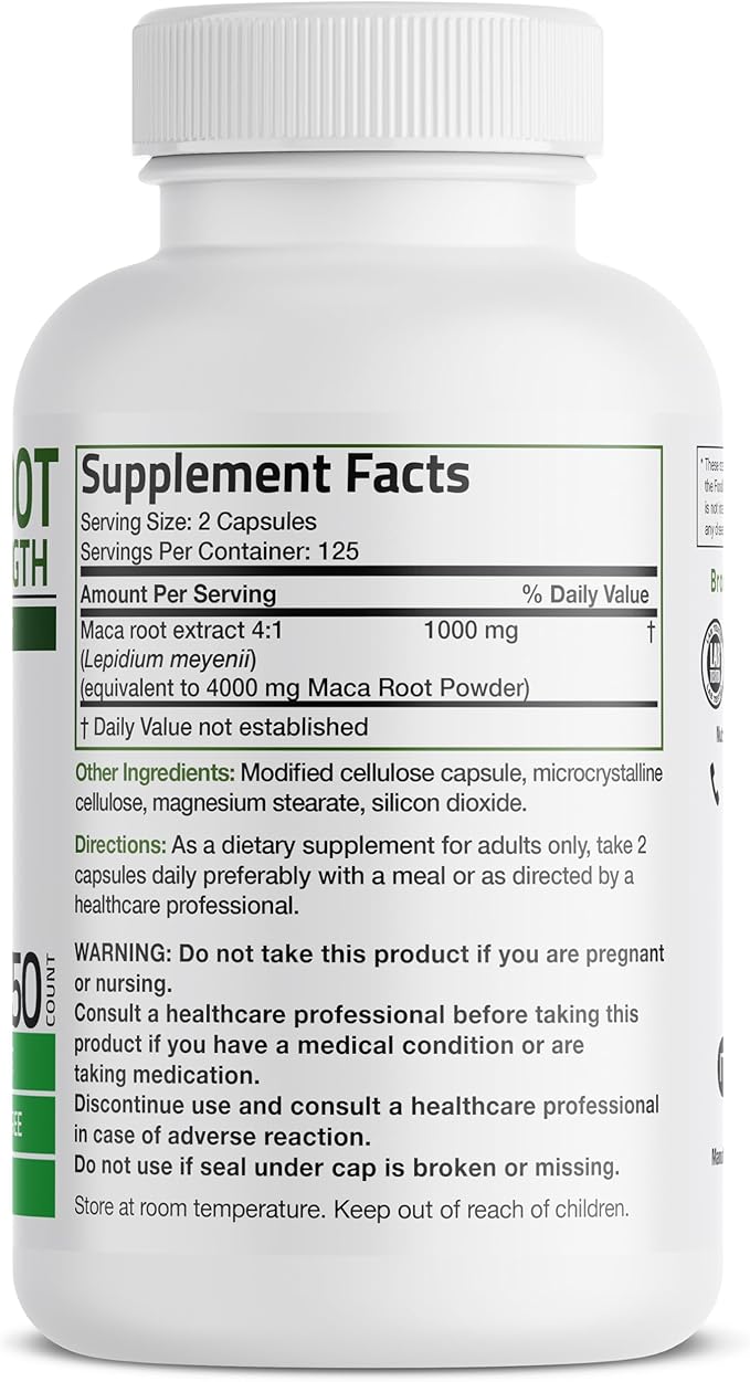 Bronson Maca Root Extra Lepidium Meyenii, Non-GMO, 250 Vegetarian Capsules