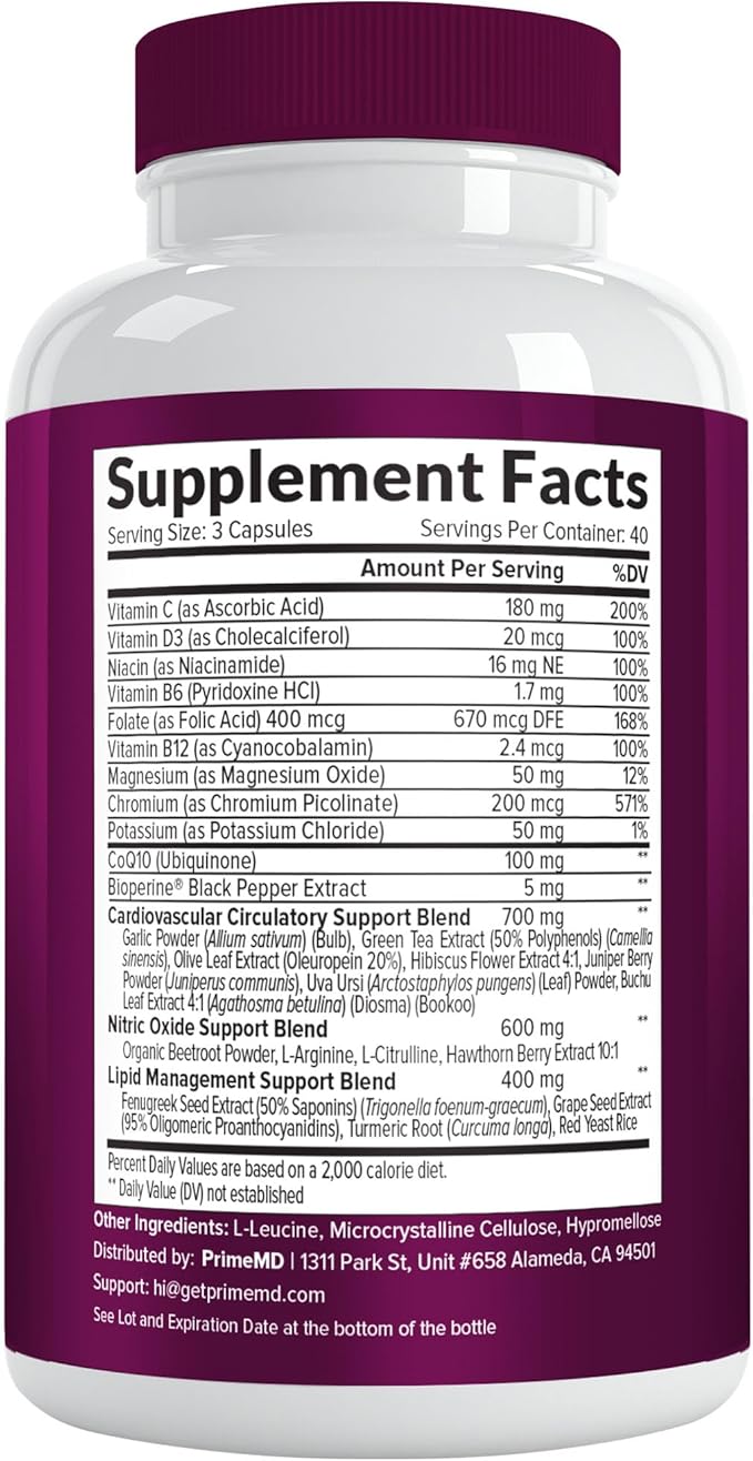 26-in-1 Nitric Oxide Supplement - Heart & Circulation Support with CoQ10, Turmeric, Organic Beet Root, Hawthorn Berry & Garlic - 2103mg per Serving (120ct, Pack of 2)