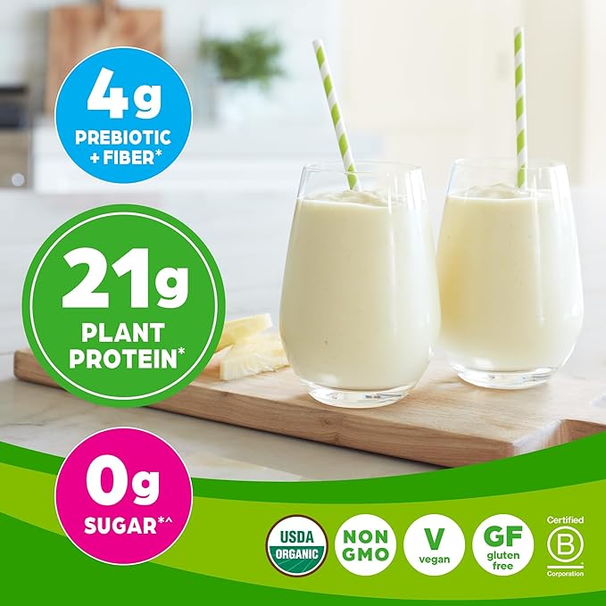 Orgain Organic Unflavored Vegan Protein Powder, Natural Unsweetened - 21g of Plant Based Protein, Non Dairy, Gluten Free, No Sugar Added, Soy Free, Non-GMO, 1.59 lb (Packaging May Vary)