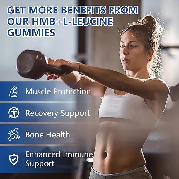 2 Packs HMB and Leucine Supplements Gummies for Men, Women - 4500MG, HMB & Leucine for Muscle Recovery & Growth Support, Non-GMO, Gluten-Free, Vegan, Adults & Elder, Apple Flavor, 120 Counts