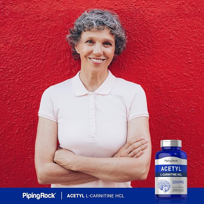 Piping Rock Acetyl L-Carnitine 500mg | 200 Capsules | HCL Supplement | Non-GMO, Gluten Free