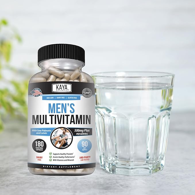 Kaya Naturals Multivitamin for Men - Men's Prostate Multivitamin - Multi Mineral Daily Supplement - Pills for Men - Supports Healthy Prostate - Vitaminas para Hombres - 180 Veggie Capsules