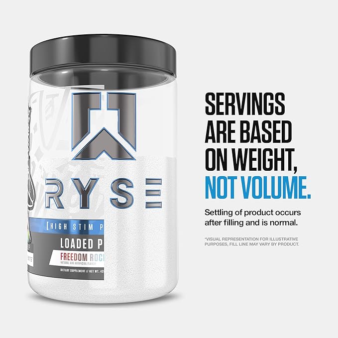 Ryse Loaded Pre Workout Powder - Sour Punch Blue Raz - Daily Pre-Workout for Men & Women with 390mg Caffeine, Beta Alanine, and Citrulline for Pump, Focus, and Energy - 30 Servings