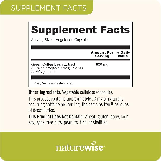 NatureWise Green Coffee Bean 800mg and Garcinia Cambogia 180 Capsules Weight Goals Support