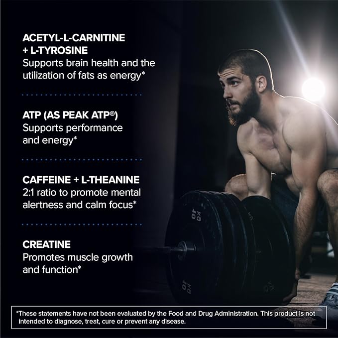Workout Complex - NSF Certified for Sport Pre Workout Powder - L-tyrosine, Acetyl L-Carnitine, Creatine & Caffeine to Support Workout Recovery, Energy and Focus (6.3 oz)