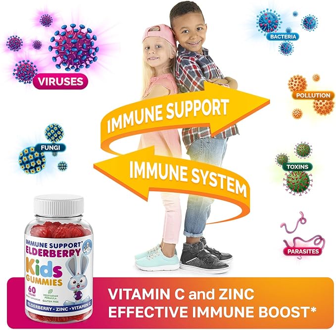 DR. MORITZ Elderberry Gummies for Kids and Adults (2 Pack) - Elderberry Vitamin C and Zinc for Kids Immune Support - Vegetarian, Gluten Free
