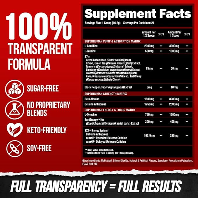 ALPHA LION Pre Workout Powder, Beta Alanine, L-Taurine & Tri-Source Caffeine for Sustained Energy & Focus, Nitric Oxide & Citrulline for Pump (21 Servings, Lion's Blood Flavor), Pack of 1