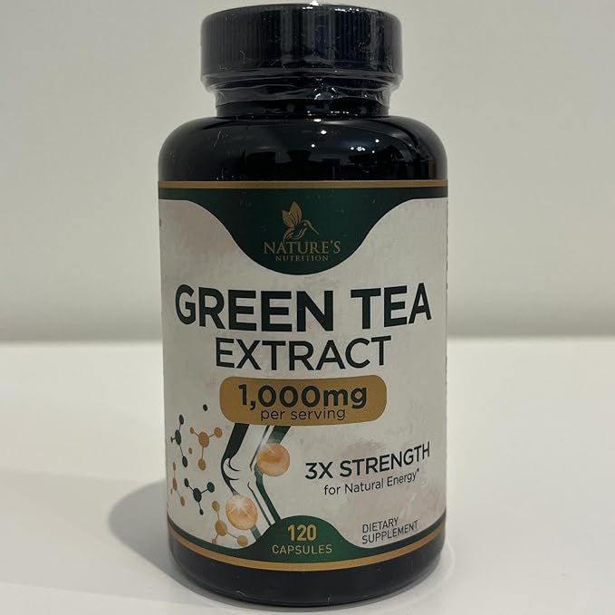 Green Tea Extract Supplement Pills 1000mg - 98% Standardized EGCG with Polyphenols - 3X Strength for Natural Energy - Supports Heart and Antioxidant Health - Nature's Gentle Caffeine - 120 Capsules