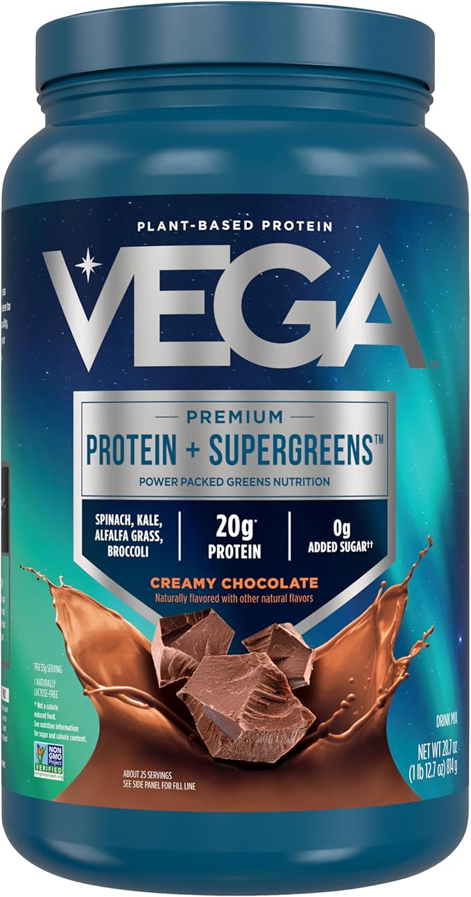 Vega Protein & Greens Bundle, Chocolate + Vanilla (25 Servings Each) - Plant Based Protein Powder, Keto-Friendly, Gluten Free, Non Dairy, Vegan, Non Soy, Non GMO, Lactose Free