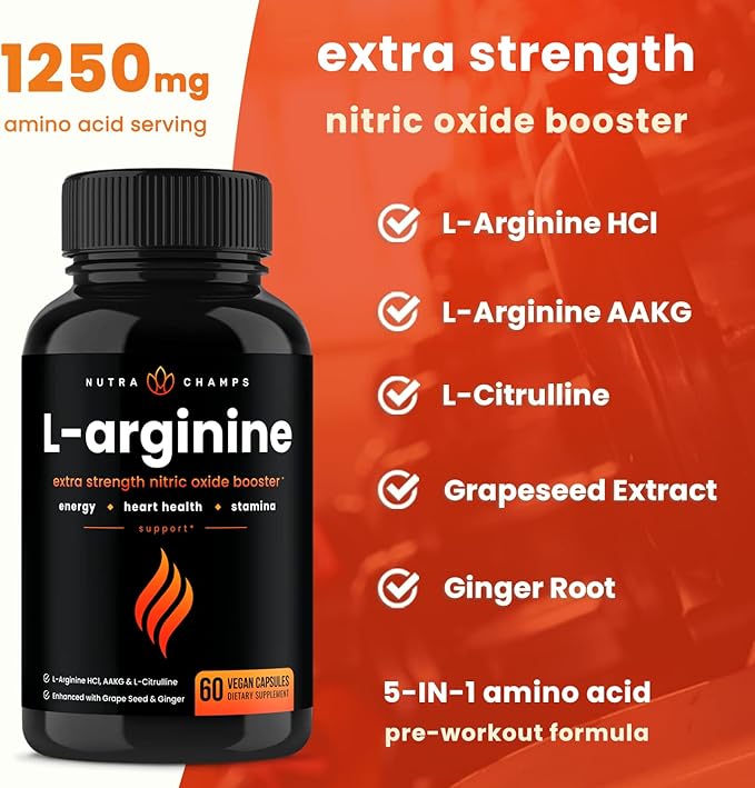 NutraChamps L-Arginine Capsules and Horny Goat Weed Capsules 2 Pack Bundle
