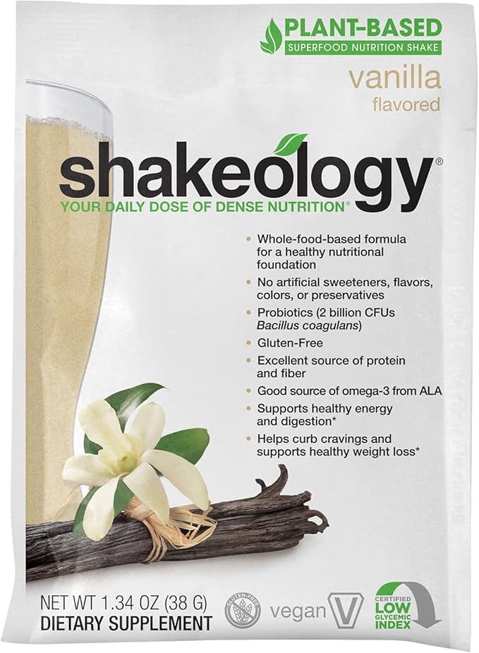 BODi Shakeology Plant Based Protein Powder Blend – Gluten-Free Shake with Vitamins and Minerals – Helps Support Weight Loss, Lean Muscle, Gut Health, Vanilla - 14 Servings