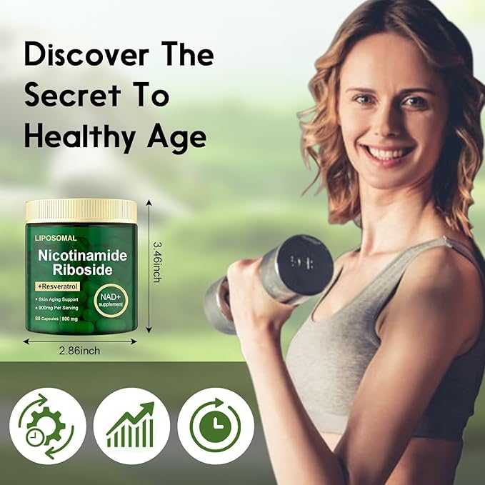Nicotinamide Riboside, Liposomal Nicotinamide Riboside 900mg Resveratrol Quercetin Supplement for Anti Aging, Vitality, Energy, Focus, 80 Capsules Blue 1bottle