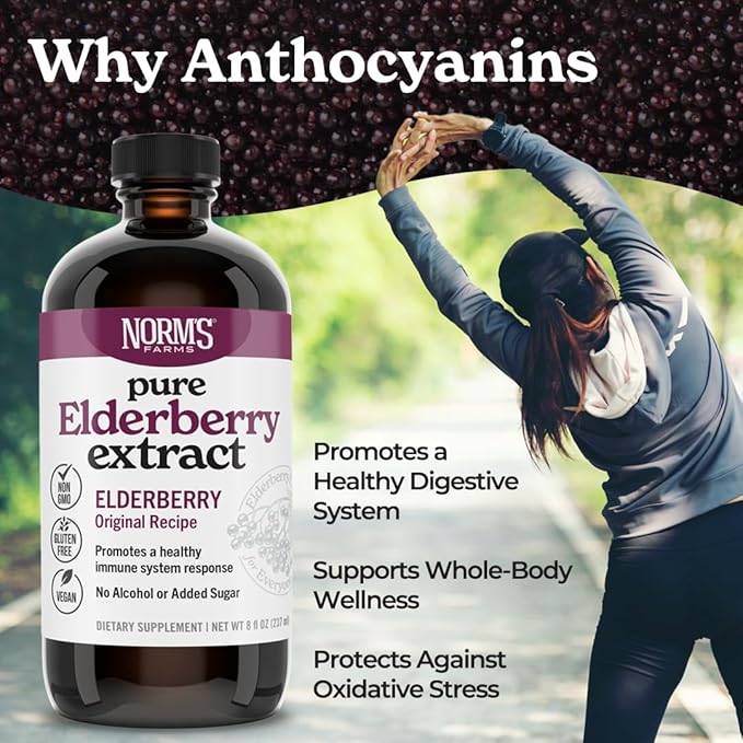 Norm's Farms American Elderberry Extract - Pure Concentrate for Immune Support Made with Berries - Vegan, Gluten Free, Non-GMO - 8 Oz. Bottle