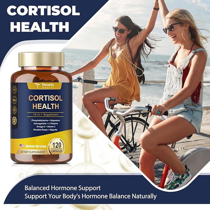Cortisol Supplement with Ashwagandha,Magnesium,Rhodiola Rosea,L Theanine,Hormone Balance for Women Mood, Focus, Sleep Support 120 Vegan Capsules (Pack of 2)