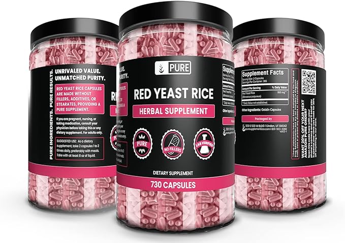 Pure Original Ingredients Red Yeast Rice No Magnesium Or Rice Fillers, Always Pure, Lab Verified (730 Capsule)
