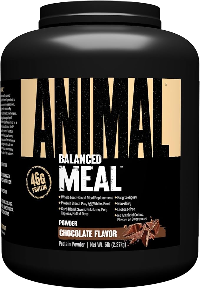 Animal Meal - Protein Shake with Whole Food Ingredients, Aids in Muscle Recovery, with Egg White, Beef & Pea Protein Blend, Chocolate Flavor, 5 lbs
