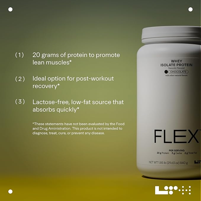 LTH Flex Whey Protein Isolate - Lactose-Free Protein Powder - for Post-Workout Recovery - Low Fat, No Sugar & Low Carb - Chocolate, 30 Servings
