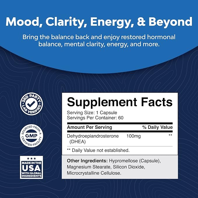Bundle of Pure DHEA and Pure Zinc Supplement - DHEA Thyroid Support for Women Health Immune Support Bone Health and Mood Support - Zinc Immune System Booster for Mood Boost Heart Health