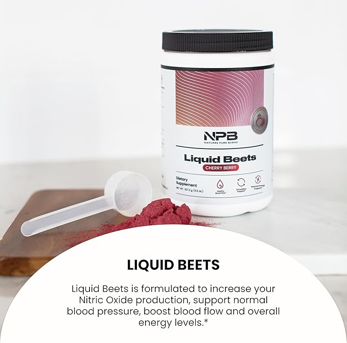 Nature's Pure Blend Organic Beet Root Powder – Nitric Oxide Booster L-Arginine – Liquid Beets for Blood Flow Circulation & Energy – Pre-Workout Endurance Support – 8,000 MG