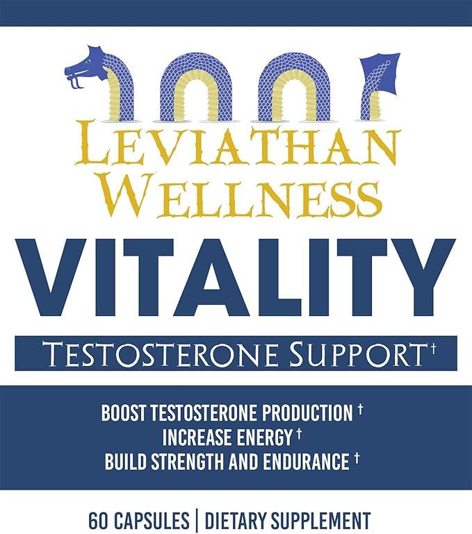 Vitality – Testosterone Support Formula | Fenugreek (500 mg), Fadogia Agrestis (300 mg), Shilajit, Tongkat Ali, Ginger, Ashwagandha | 60 Capsules, 30 Servings | Made in The USA
