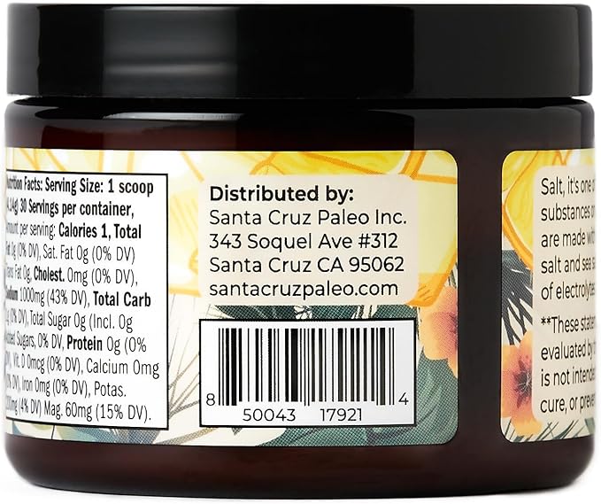 Santa Cruz Paleo Electrolyte Powder Lemonade with Himalayan & Sea Salt, Magnesium, Potassium, Sugar-Free, 30 Servings