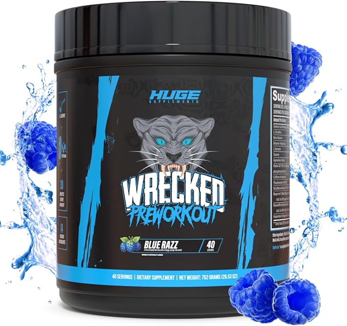 Wrecked Pre Workout Powder, Advanced Formula, Boosts Energy, Focus, Pumps & Performance, 10g L-Citrulline, 6.4g Beta Alanine, 5g Tyrosine, 1g Alpha GPC, 375mg Fast-Acting Caffeine & More (40 Servings)